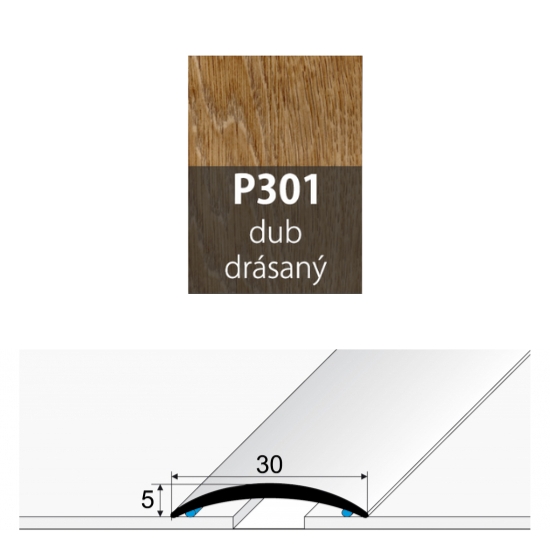 Přechodová lišta 30 mm oblá samolepící P301 dub drásaný