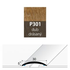 Přechodová lišta 30 mm oblá samolepící P301 dub drásaný