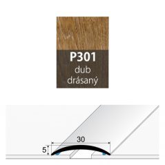 Přechodová lišta 30 mm oblá samolepící P301 dub drásaný