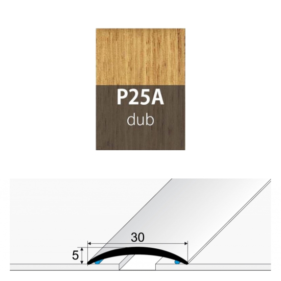 Přechodová lišta 30 mm oblá samolepící P25A dub