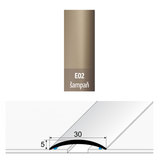Přechodová lišta 30 mm oblá samolepící E02 šampaň